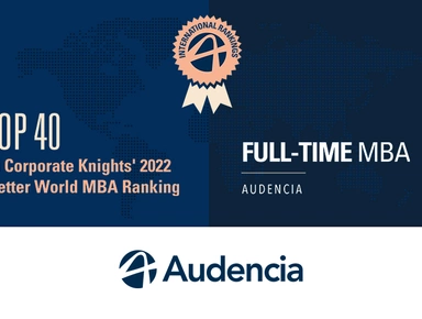 Better World MBA Ranking:  Audencia ranked 2nd best programme in France and 37th in the world