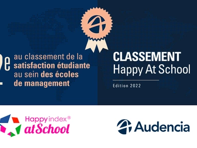HappyAtSchool® 2022 :  Audencia, 2e meilleure école en France au classement de la satisfaction étudiante