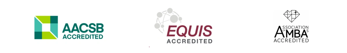 Logos de la triple accréditation AACSB EQUIS AMBA