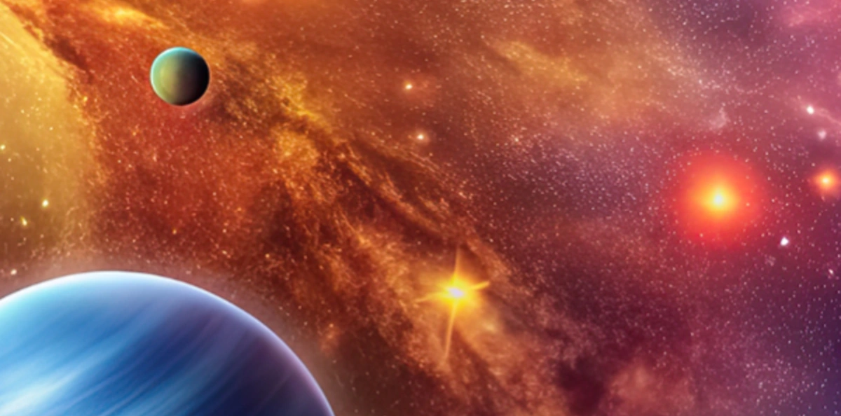 Des planètes dans l'espace sur un fond jaune nébuleux