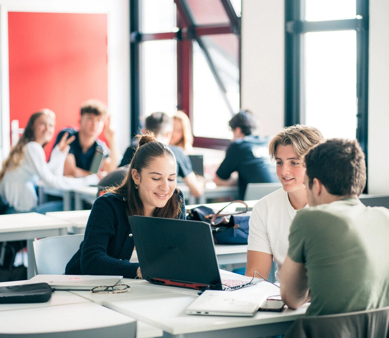 Groupe d'étudiants travaillant ensemble